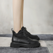 Thick-bottom Martin boots female 2021 New British style leather retro niche Bullock short boots female spring and autumn single boots