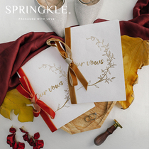 Spring wedding custom Southern French style oath this wedding ins wind Forest department Bronzing plant velvet oath hand card