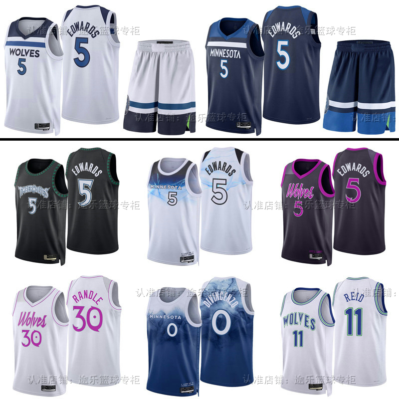 26 Season Minnesota Timberwolves Basketball Jersey No. 5 Edwards No. 30 Randle No. 11 Reed Fan Edition Jersey and Shorts 26 Season Minnesota Timberwolves Basketball Jersey No. 5 Edwards No. 30 Randle No. 11 Reed Fan Edition Jersey and Shorts