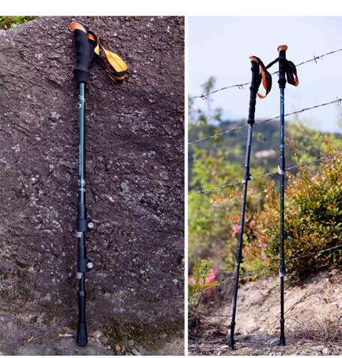 Trekking cực dày sợi carbon siêu nhẹ khóa kính thiên văn gấp nam và nữ mía nạng carbon chính hãng - Gậy / gậy gậy leo núi trekking