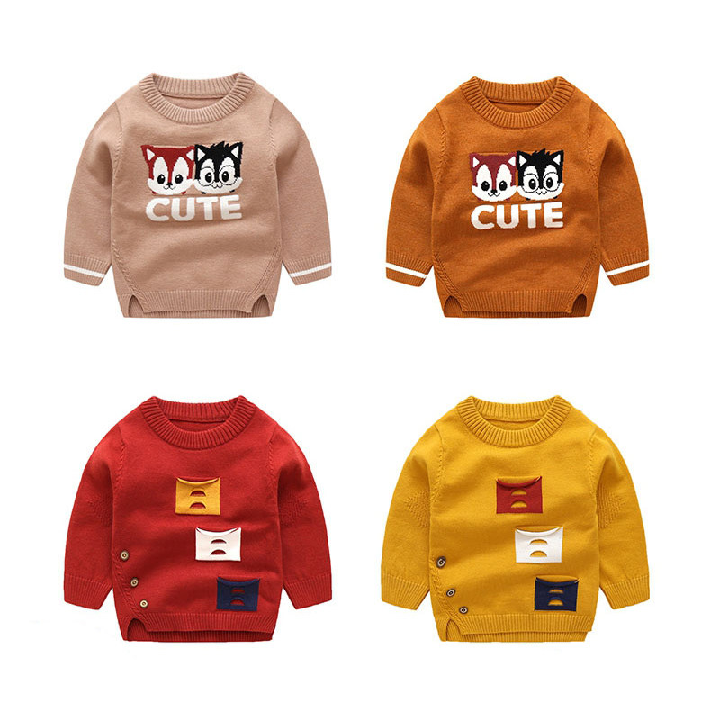 Baby sweater pullover 1 year old spring and autumn sweater 3 boys and children clothes knitted sweater female baby bottoming autumn Korean version