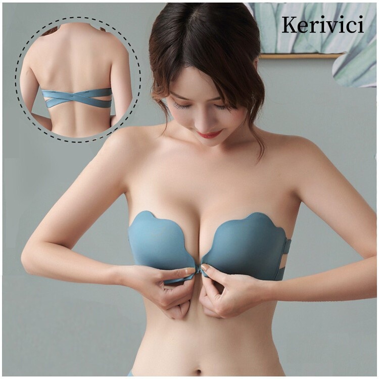 Japanese Strapless Bra for Girls, Non-Slip Bra Without Underwire, Small Chest Push-Up, Front Buckle, Seamless, Beautiful Back, Bandeau for Summer