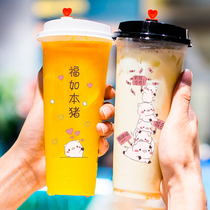 90 caliber milk tea cup with lid plastic cup custom disposable cold drink juice drink injection cup 500ml