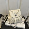 Korean niche commuter backpack women's 2024 summer new style small fragrant style portable shoulder bag rhombus chain backpack