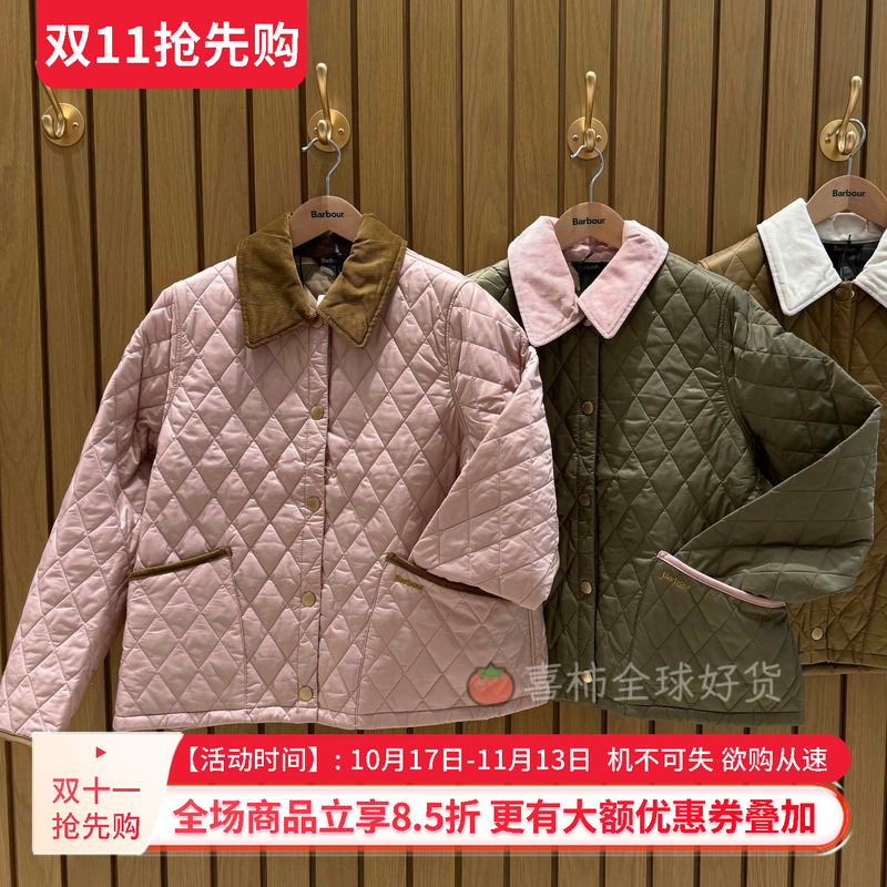 Barbour Lcons Cropped Liddesdale Diamond-Shaped Short Cotton Jacket for Women, Autumn and Winter Jacket