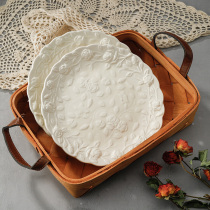 Soe kitchen three-dimensional rose dessert plate European snack plate creative Net red breakfast cake plate salad plate