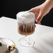 ins Wind Kana vertical grain drink cup gilt glass high foot juice cup dessert coffee cup short foot fruit wine cup