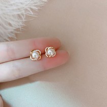 18K gold inlaid with pearl ear nail style ear button Ottles clear cabin special price spring and summer earrings earrings for women accessories