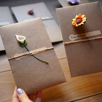 Brief kraft paper envelope DIY dry flowers greeting message cards Christmas Valentines Day gift