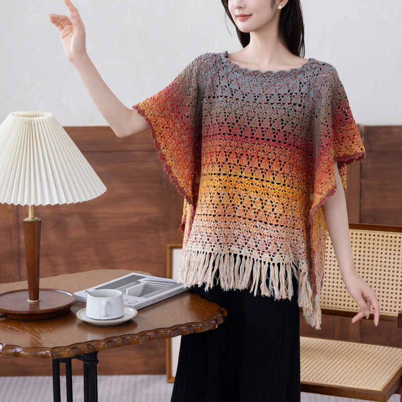 Sister Su Su's Hyuna-Style Hooded Cape Material Kit for Handmade DIY Crochet Hats and Shawls with Yarn Balls