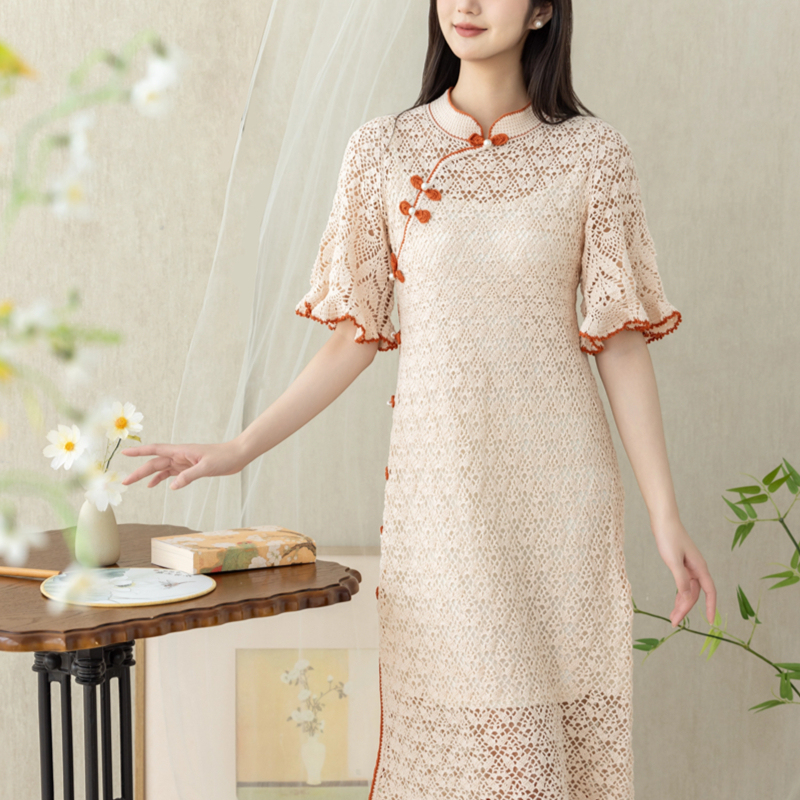 Sister Su Su's Zhilan Lace Dress/Qipao Handmade DIY Crochet Lace Summer Dress Yarn Material Kit
