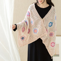 Su Su Jies home glaze flower mosaic shawl handmade diy crochet wool scarf shawl material bag