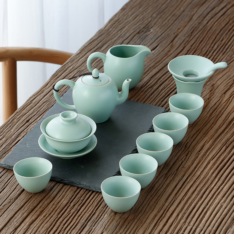 Rather uncommon your up tea set ice crack ceramic teapot GaiWanCha open filter can be 2 support a family kung fu tea set