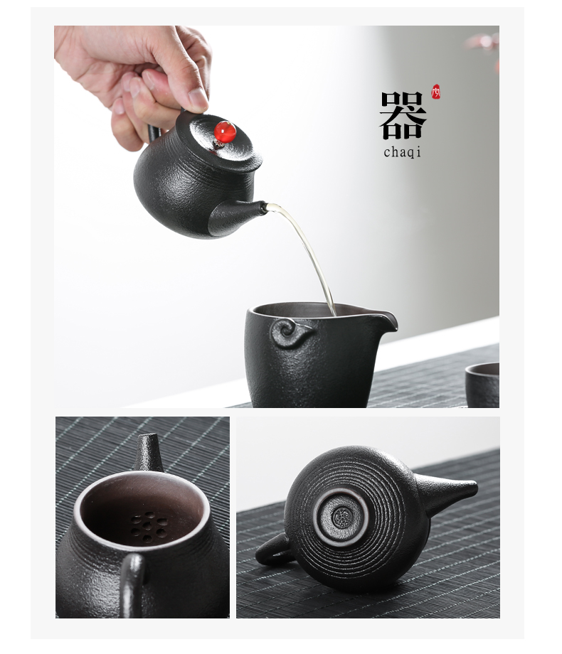 Ning the ordinary Japanese black pottery ceramic teapot kung fu tea tea black zen wind mill sand particles