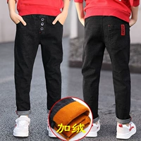 Quần jeans bé trai cộng với quần nhung 1 nhung 2018 trẻ lớn mới 9 dày 8-12 tuổi 7 quần bé trai mùa đông shop quần áo trẻ em gần đây