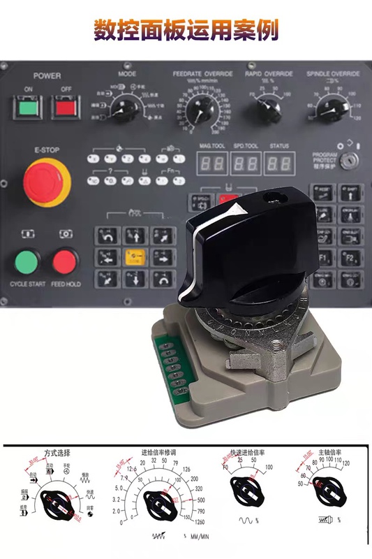 Fanuc Mitsubishi Cnc Machine Tool Operation Panel Button Rotary Button Machine Control Feed Rate Switch Rotary