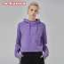 KAPPA Nhãn hiệu vuông Kappa cho nam và nữ áo len giản dị áo hoodie | K0852MT24M - Thể thao lông cừu / jumper hoodie đen Thể thao lông cừu / jumper