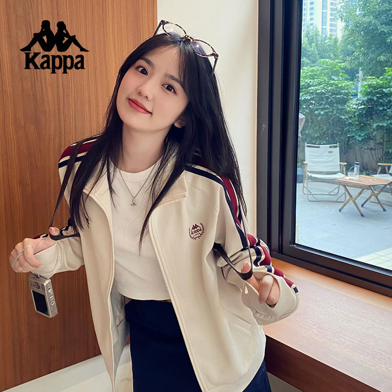 Kappa Women's Sports Jacket 2026 New Spring Color-Blocked Cardigan Sweatshirt Trendy Top