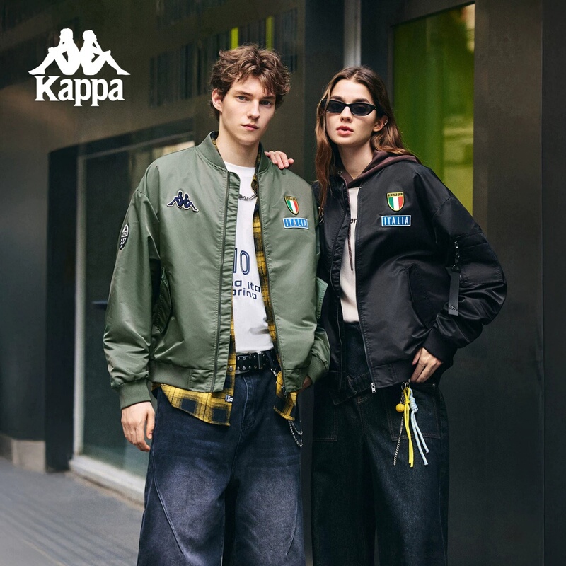Kappa Back-To-Back Autumn New Sports American-Style Pilot Coach Jacket Outerwear for Men and Women Kappa Back-To-Back Autumn New Sports American-Style Pilot Coach Jacket Outerwear for Men and Women