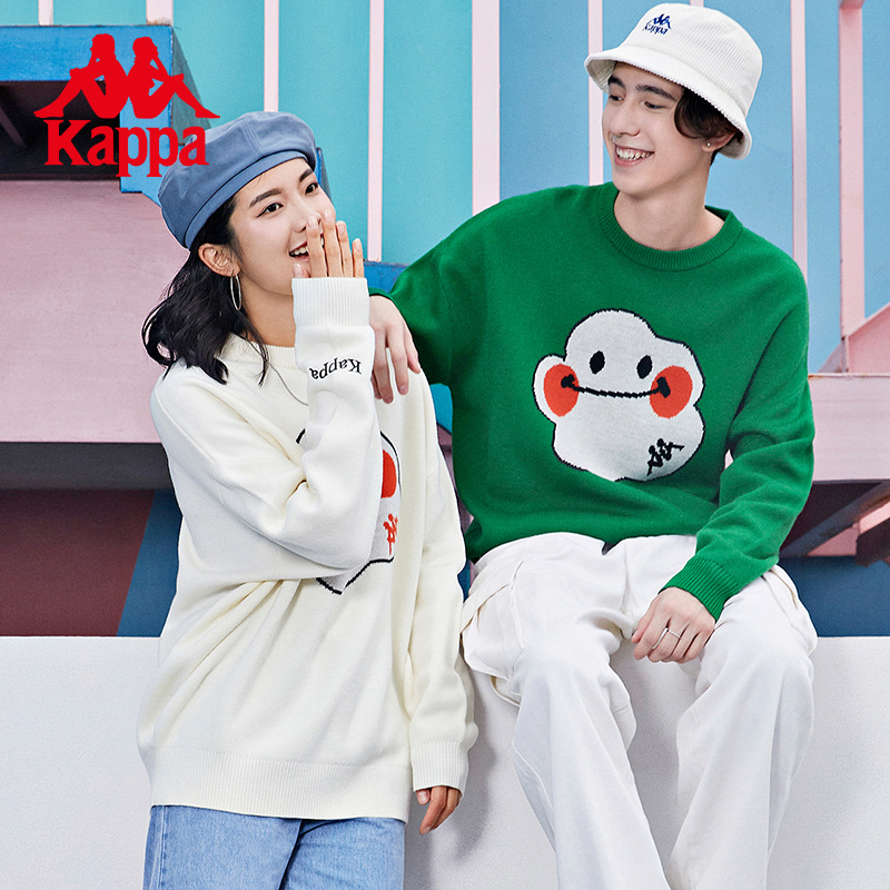 Kappa Casual Sweater Men's and Women's Sports Sweatshirt Pullover Long-Sleeved Jacket Grass Green