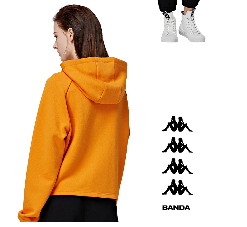 KAPPA Nhãn hiệu vuông Kappa cho nam và nữ áo len giản dị áo hoodie | K0852MT24M - Thể thao lông cừu / jumper áo hoodie anime
