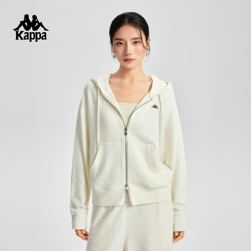 Kappa Back-To-Back Hooded Jacket for Women 2026 New Spring Knitted Cardigan Casual Sports Top Trendy Kappa Back-To-Back Hooded Jacket for Women 2026 New Spring Knitted Cardigan Casual Sports Top Trendy