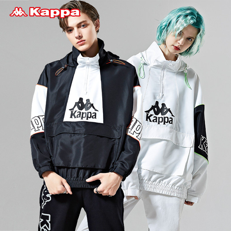 kappa Capa couple for male and female windproof clothes shuttle woven loose jacket with hat guard pants thick cotton T spelled long sleeve blouse