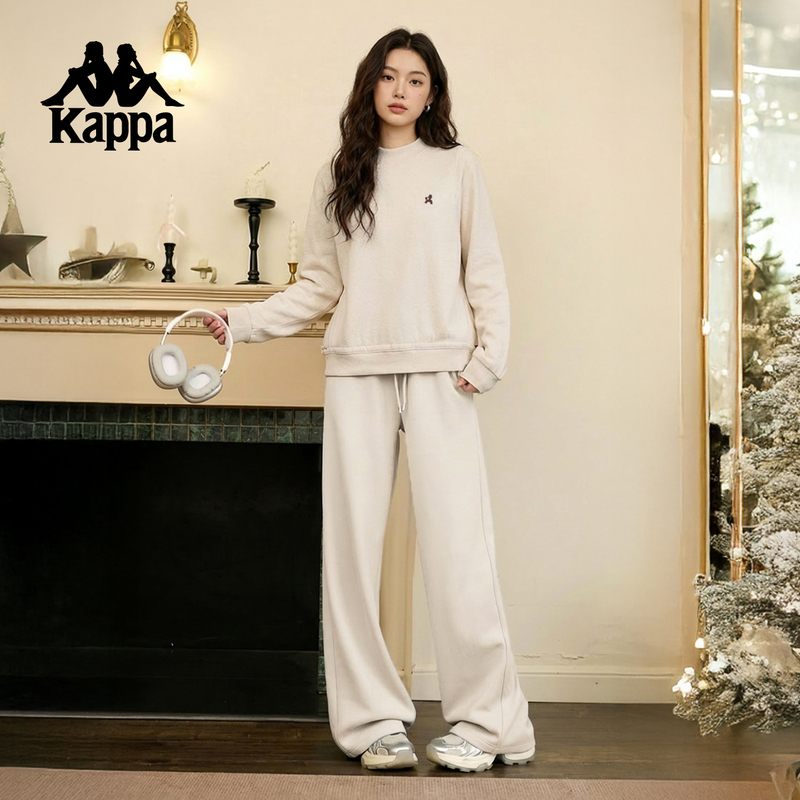 Kappa Back-To-Back Knitted Pullover Women's New Round-Neck Sports Sweatshirt Retro Casual Long-Sleeved Top