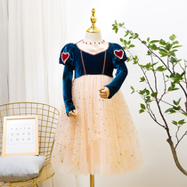 Girls Snow White Skirt Autumn Dress Childrens Dress Foreign Atmosphere Childrens Long Sleeve Gauze Skirt Little Girl Birthday Dress Fluffy Skirt