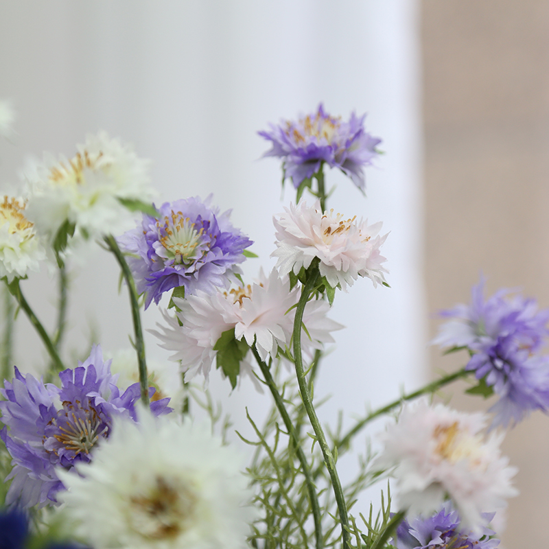 Pastoral style artificial flower cornflower Lunfeng chrysanthemum fake flower wildflower living room restaurant decorative flower flower arrangement beauty Chen silk flower