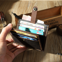 Handmade mens ultra-thin card DIY short multi-card leather card bag large capacity simple female business card holder