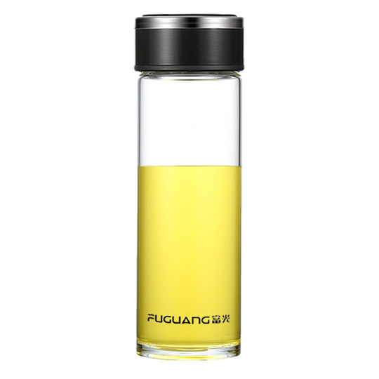 Fuguang Double-Layer Glass Cup for Men and Women, Single-Layer Thickened High Borosilicate Water Cup, Large Capacity Tea-Water Separation Cup