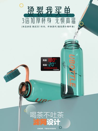 Fuguang Water Cup Large Capacity Plastic Water Bottle Portable Space Cup Summer Outdoor Anti-Fall 1500ml Sports Water Bottle