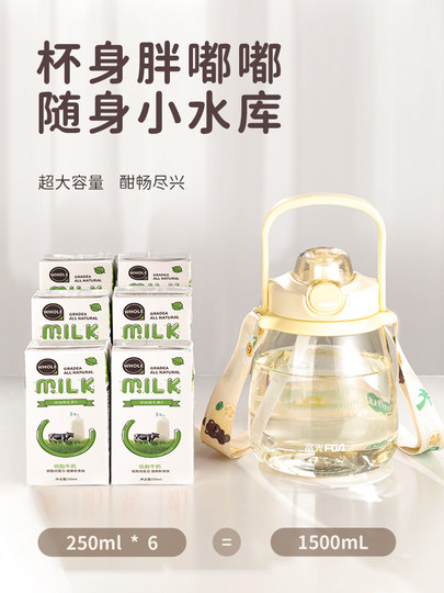 Fuguang Water Bottle for Girls, Large Capacity, Stylish Sports Cup, Student and Children's Big Belly Cup, Summer High-Temperature Resistant Water Bottle