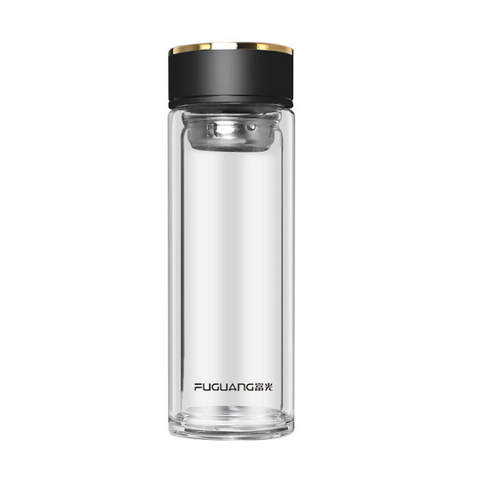 Fuguang Double-Layer Glass Cup for Men and Women, Tea and Water Separation, High Borosilicate Heat-Resistant, Explosion-Proof, High-Temperature Resistant Water Cup