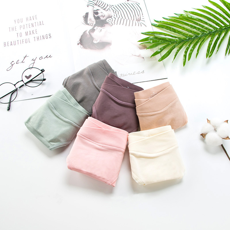 2019 New Pregnant Woman Seamless Low Waist Pants Pure Cotton Cross-Care Postpartum Lady Briefs Breathable Elastic