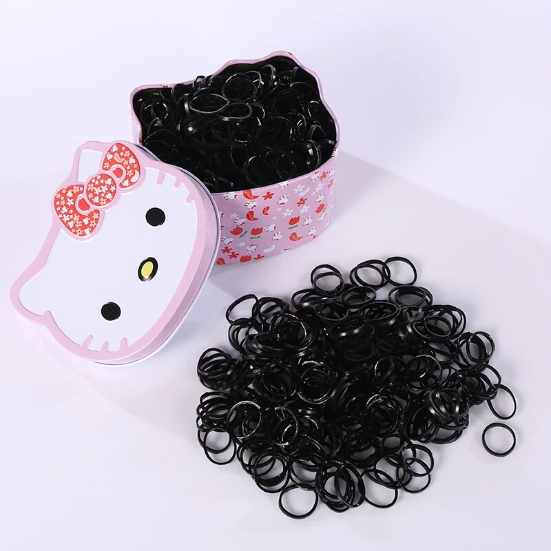 Rubber band hair ring disposable small rubber ring leather cover mesh red ins black color thickened leather fascia hair rope Girl