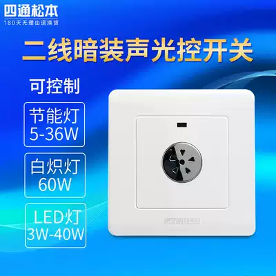 Type 86 wall concealed corridor Induction delay voice control switch second-line energy-saving lamp LED sound and light control switch