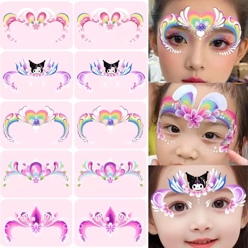Children's Face Tattoo Stickers Waterproof and Long-Lasting Cartoon Pattern Creative Makeup Stickers Photo Props Face Decoration