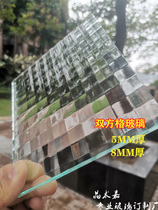 Double grid glass mosaic embossed art glass Jinyuan grid entrance partition screen door and window glass customization