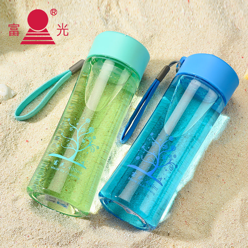 Fuguang student plastic space cup resistant to fall and convenient to go out Korean version summer 500ml girl's heart water cup simple