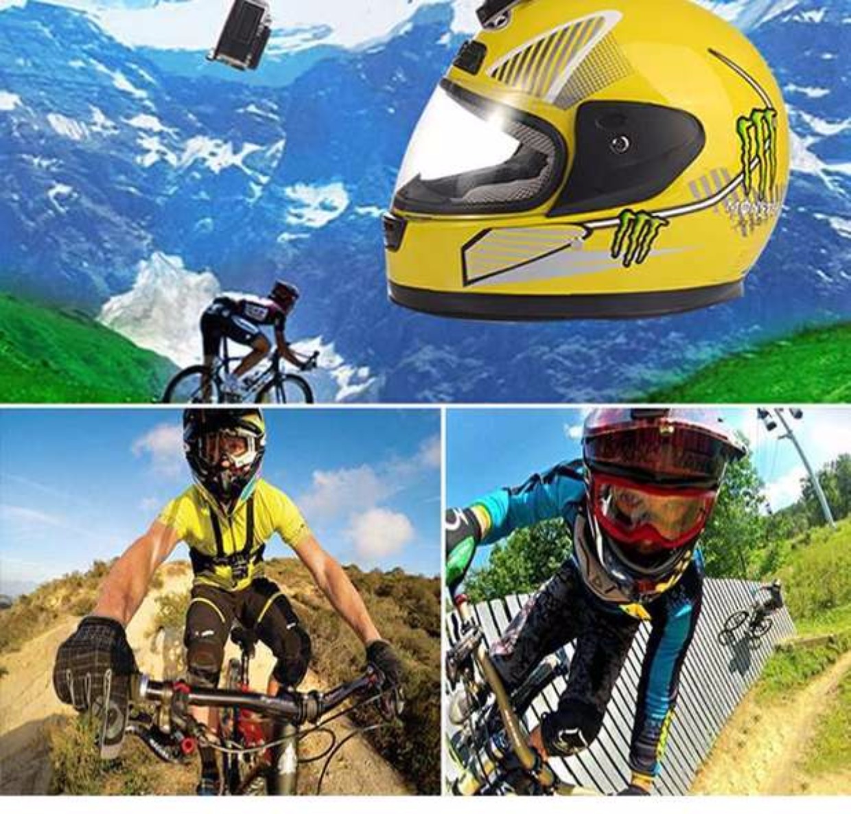 Gopro Hero6 / 5/4/3 + máy ảnh phụ kiện mũ bảo hiểm cánh tay tự hẹn giờ cánh tay chống nước khung vỏ cố định thanh