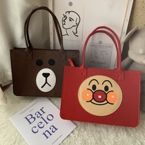Cartoon bread Superman handbag shopping lunch box lunch box diaper storage student tutoring felt mommy bag