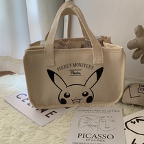 Export Japanese magazine Appendix cartoon Pikachu canvas Hand bag cartoon cute storage bag cosmetic bag