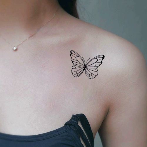 今日之星 Простые черно -белые линии полой бабочки наклейки с 2 наклейками