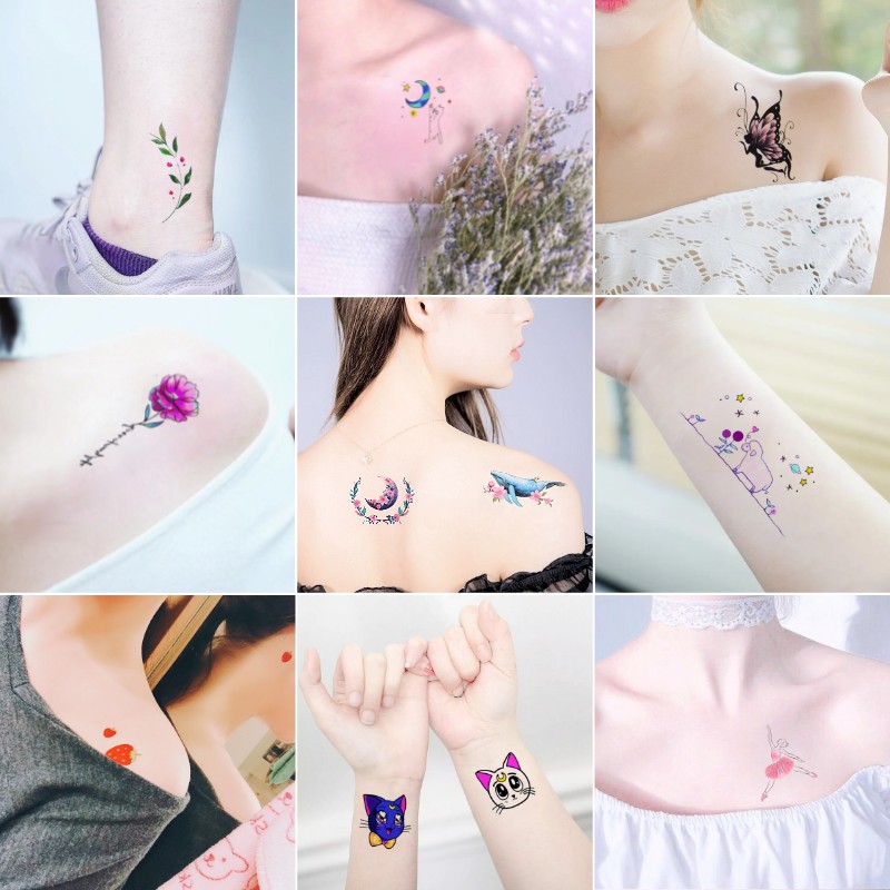 ins wind small fresh tattoo stickers Waterproof male and female simulation lasting Korean net red Harajuku cute tattoo stickers