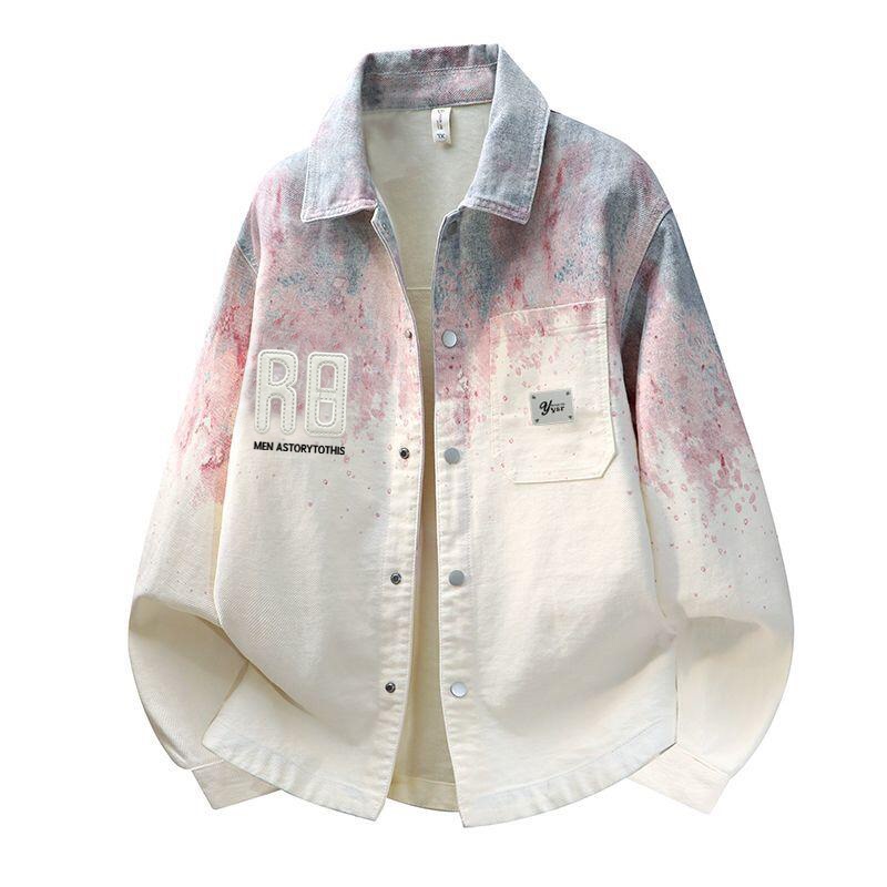 Men's Gradient Tie-Dye Design Long-Sleeve Shirt 2026 New Loose Casual Trendy Brand Stylish Shirt Outerwear Set Men's Gradient Tie-Dye Design Long-Sleeve Shirt 2026 New Loose Casual Trendy Brand Stylish Shirt Outerwear Set