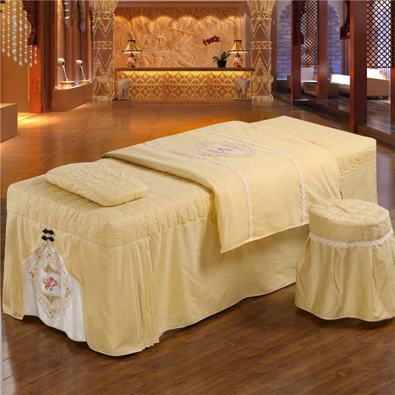 Châu Âu cao cấp bông denim salon bedspread vẻ đẹp vẻ đẹp dành riêng màu bedspread liệu pháp xoa bóp massage rắn đơn giản - Trang bị tấm khăn trải giường spa