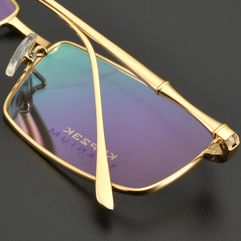 24K Gold Pure Titanium Eyeglass Frame for Men, Gold Business Full-Frame Gold-Rimmed Eyeglass Frame with Ultra-Light Myopia Eyeglass Frame