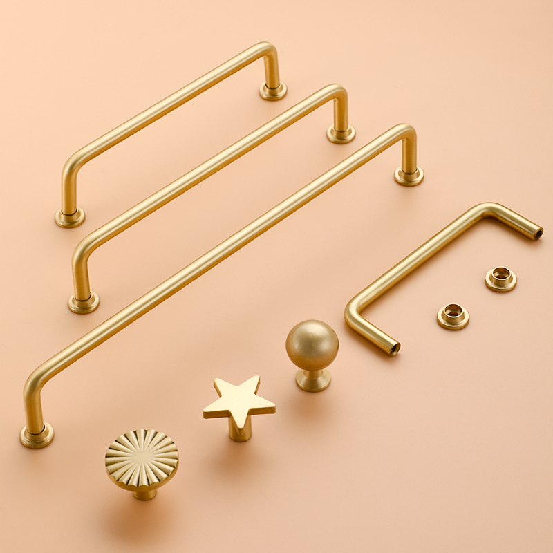 American brass single-hole wardrobe door handle modern minimalist High-end Light Lavish Golden Cupboard Shoes Cabinet Drawers Handle-Taobao